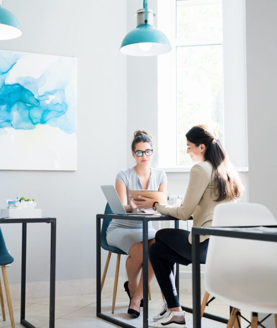 Two Businesswomen Meeting in Cafe